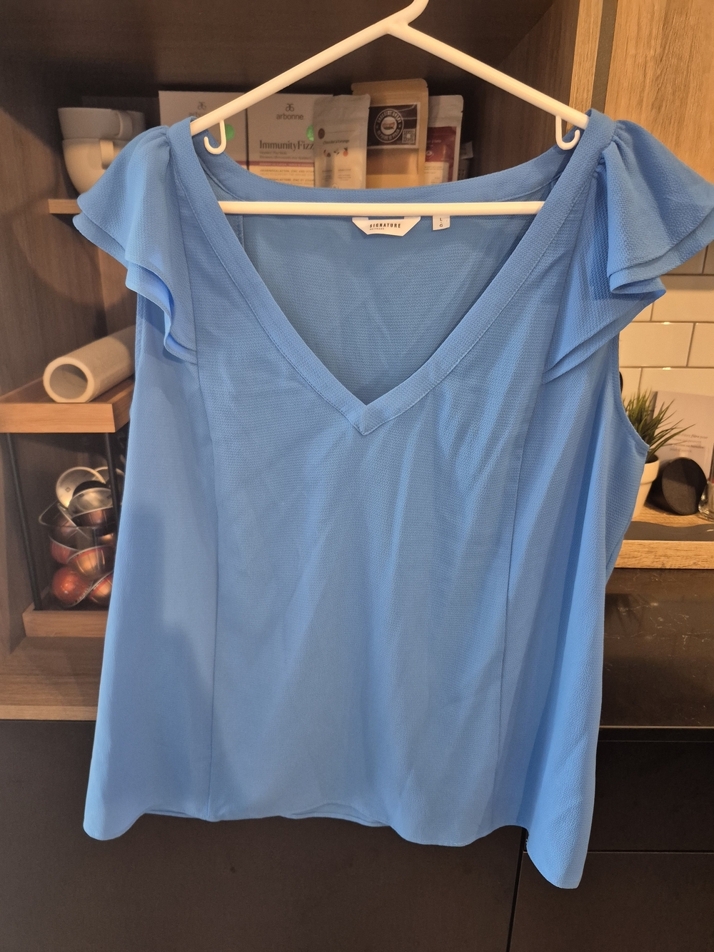 Reitmans Sky Blue V-Neck Flutter Sleeve Camisole